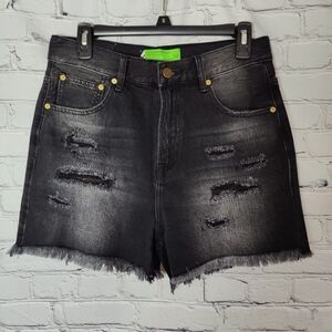 Sandrine Rose X Free People High Rise Distressed Black Denim Shorts Size 26
